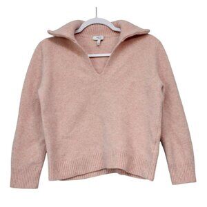 Reiss Sweater Size Medium Wool Cashmere Collared Pastel Pink Ribbed Knit Preppy